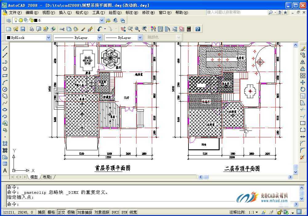 室内设计别墅地板和天花平面图免费下载 - 建筑CAD案例 - 土木工程网