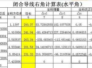 闭合导线右角计算表(水平角)免费下载 - 测绘软