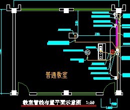 某多媒体教室管线布置平面示意图