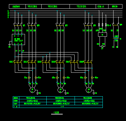 手动操作一拖三软起动电气控制原理图