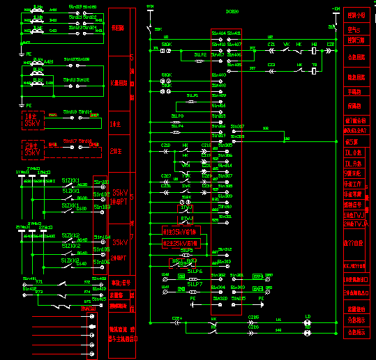 35kv分段开关柜控制保护原理图