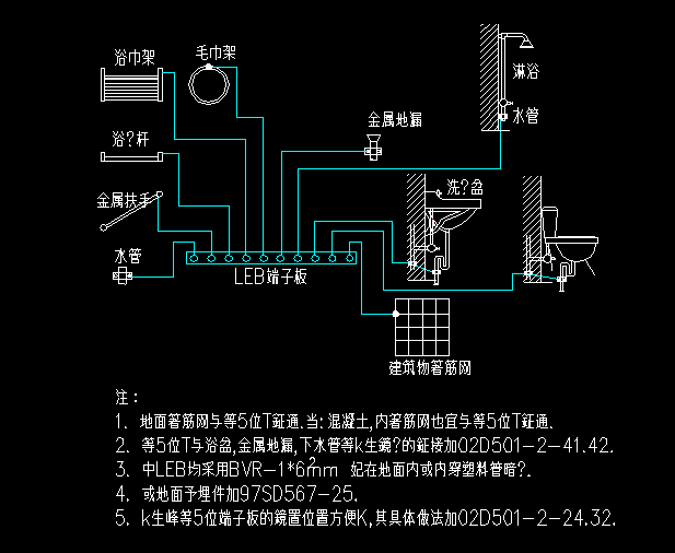 卫生间局部等电位联结详图