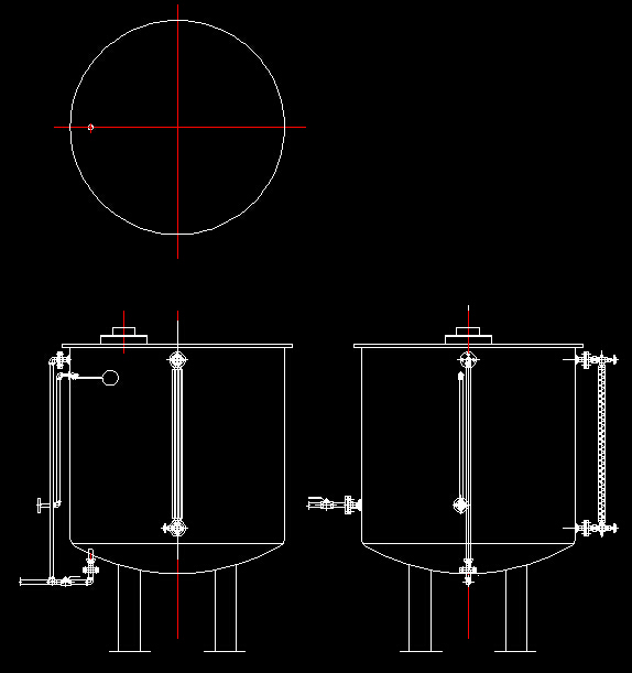 储水桶外形及管路连接示意图