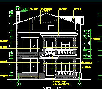 砖混结构三层别墅建筑施工图纸