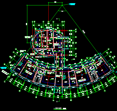 三层扇形综合楼全套建筑施工图纸