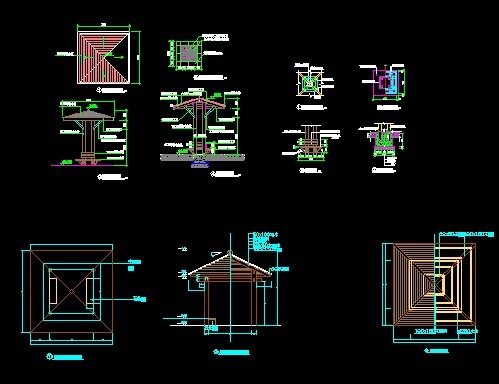四角木亭施工设计图纸