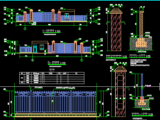 大门围墙设计详图