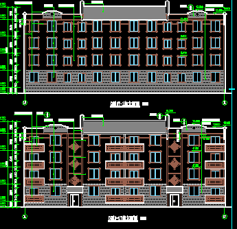 某小区建筑户型平面图纸(含立面图)