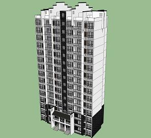 新中式風格15層住宅樓SketchUp模型