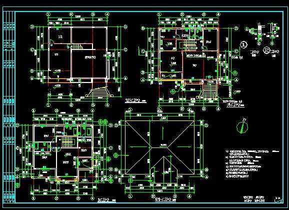 两层斜顶别墅建施图全套