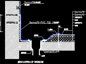 屋面直式水落管防水大样(渗耐满粘系统)节点详图