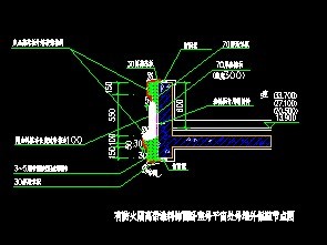 有防火隔离带涂料饰面卧室外平窗处外墙外保温节点详图