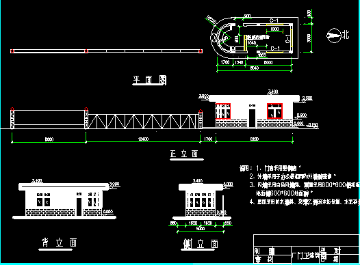 厂门卫建筑结构平面图