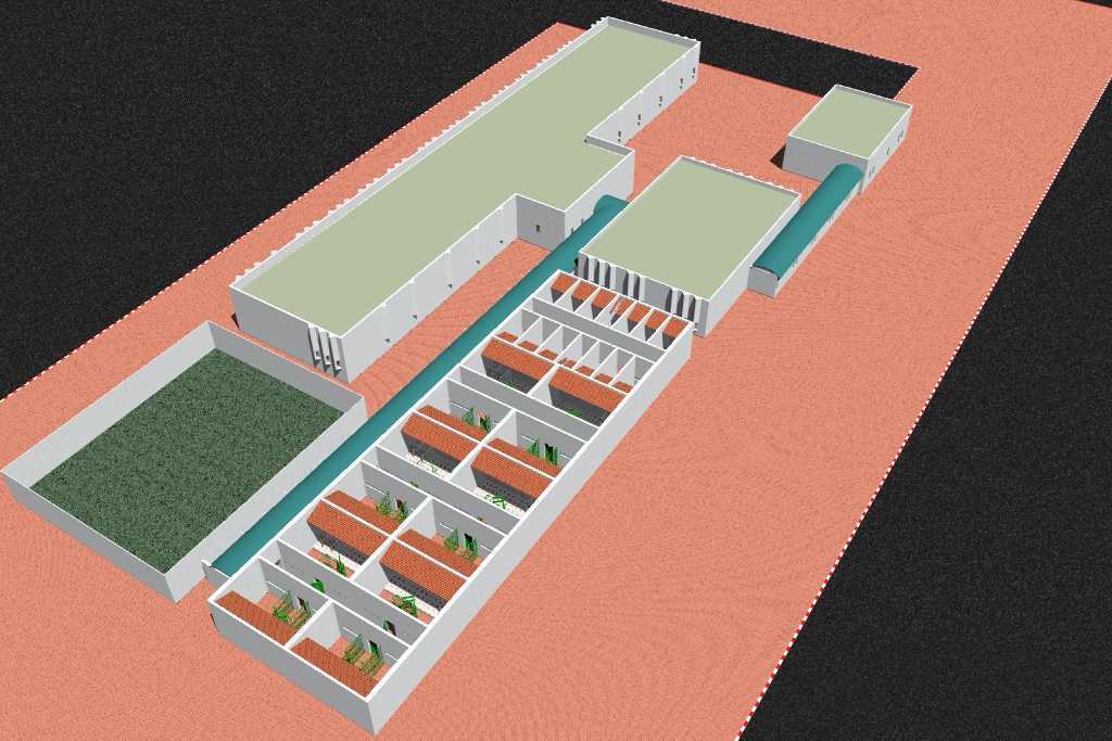 国外某监狱重刑犯区建筑平面图与效果图