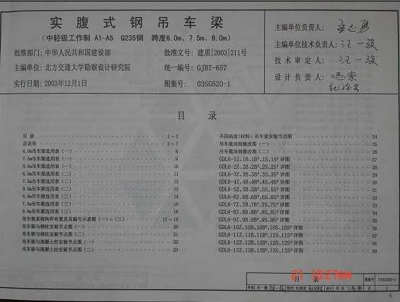 03sg520-1 钢吊车梁免费下载 - 结构图集 - 土木工程网