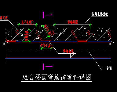 钢结构组合楼面抗剪弯筋大样图