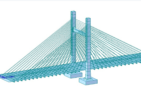 采用支架法施工的斜拉桥施工阶段分析模型