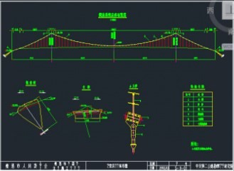 三跨连续钢箱加劲梁悬索桥施工图纸