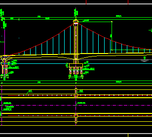 75 180 75米三跨自锚式悬索桥设计图纸