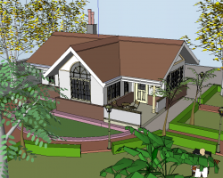 一层坡屋顶别墅sketchup模型