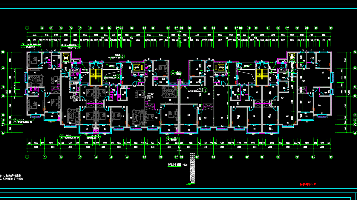 十八层商住楼建筑施工图（含结构、水电暖图）