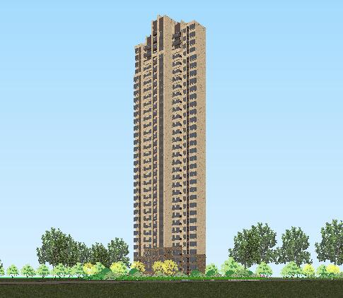 32层住宅楼建筑sketchup模型