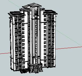 十四层简欧坡屋顶住宅楼sketchup模型