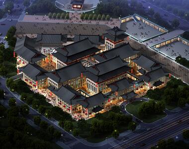 中式商业街古建筑夜景设计3DMAX模型
