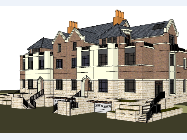 英式风格四拼别墅设计sketchup模型