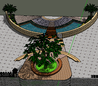 广场公园设计sketchup模型带状景观