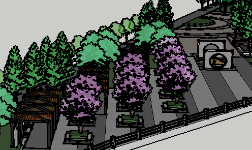 休闲街心公园景观规划设计（SU模型）