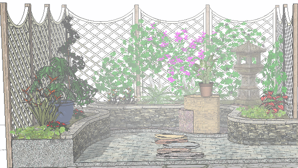 小角落庭院景观su模型设计
