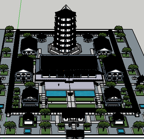 寺庙园林建筑模型（SU模型）