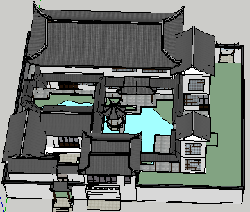 中式经典古建四合院模型