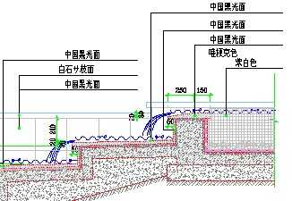 跌水喷泉剖面图