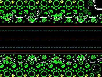郊野道路绿化设计平面图