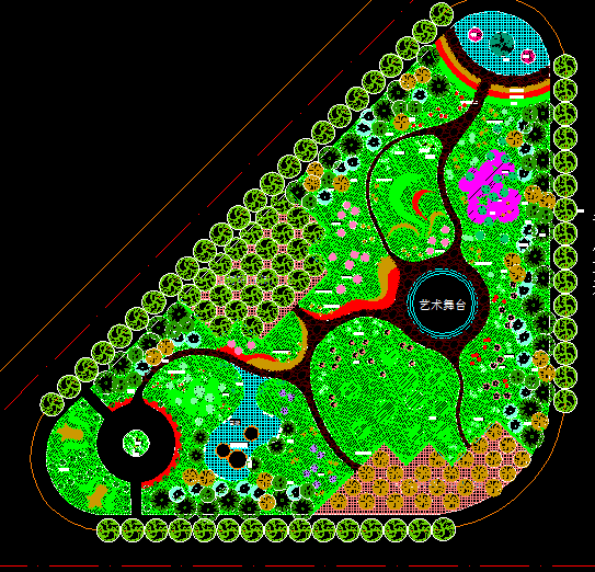 某三角形休闲广场绿化规划设计图