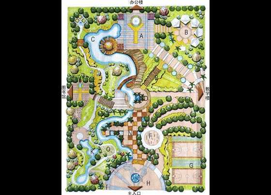 某校园生态广场设计彩平图免费下载 - 园林景观效果图