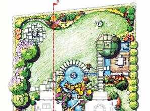 别墅庭院设计手绘高清图免费下载 - 园林景观效果图