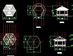六角木制亭子施工图