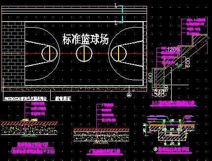 标准篮球场施工详图