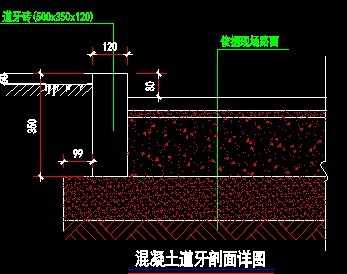 混凝土道牙剖面详图