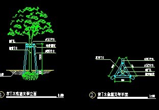 常绿乔木栽植支撑架示意图免费下载 - 小品及配套设施 - 土木工程网