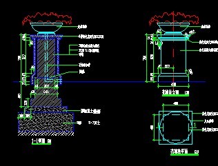 花钵柱墩详图