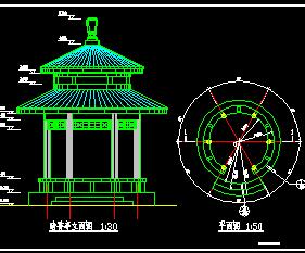 重檐圆亭景观小品施工图纸