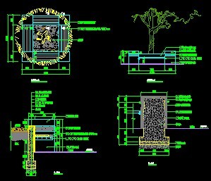 方形坐凳树池设计图纸