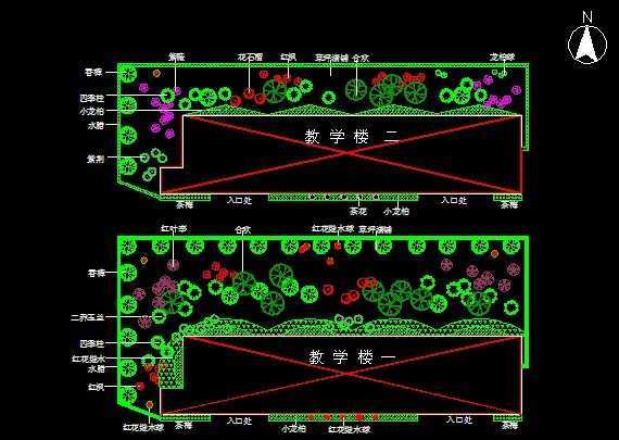 教学楼绿化布置平面图