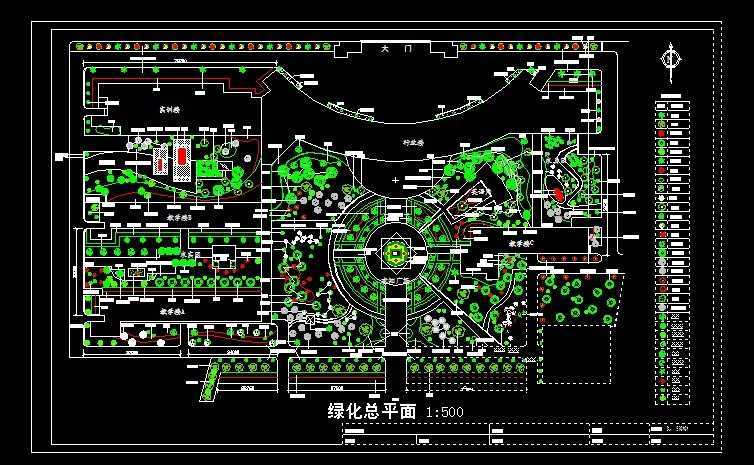 某学校绿化总平面图免费下载 园林绿化及施工 土木工程网