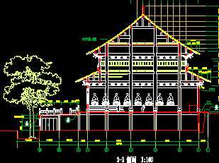 某寺庙大雄宝殿剖面图