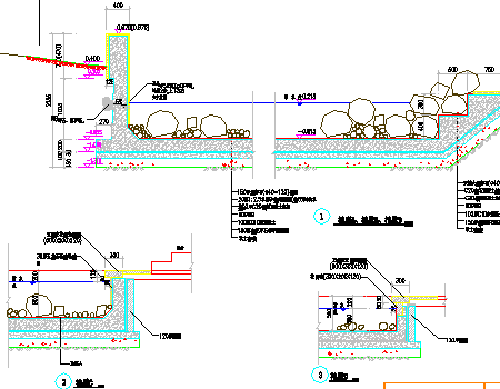 跌水池置石汀步施工详图